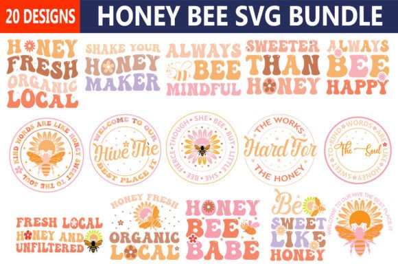 Bee Honey Retro Svg Bundle