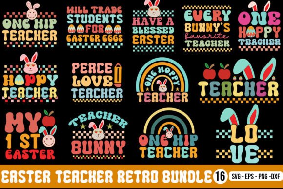 Easter Teacher Retro SVG Bundle